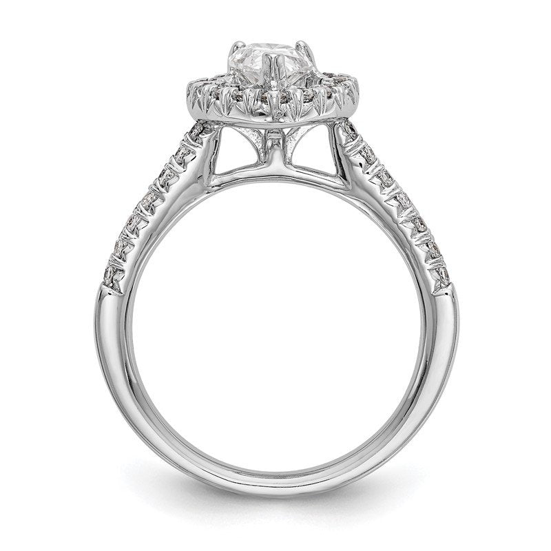 14K White Gold 1/3 carat Lab Grown Diamond VS+ F+ Semi-Mount Pear Halo Engagement Ring