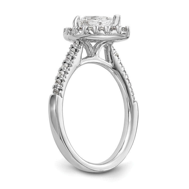 14K White Gold 1/3 carat Lab Grown Diamond VS+ F+ Semi-Mount Pear Halo Engagement Ring