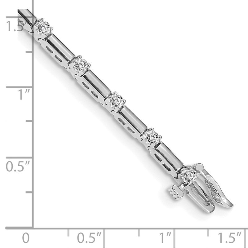 14k White Gold Complete 1 carat Round VS Diamond Bar Link 7 inch Tennis Bracelet