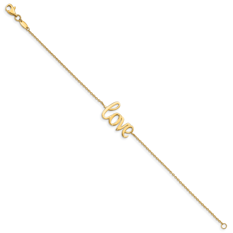 14K Polished LOVE Script 7 inch Bracelet