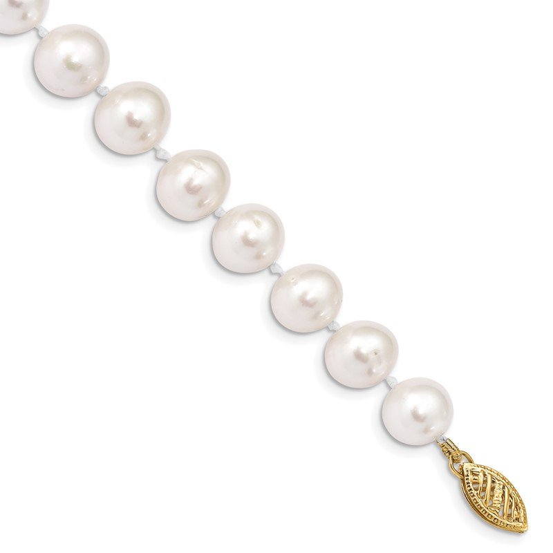 14k 9-10mm White Near-Round Freshwater Cultured Pearl 16 inch Necklace