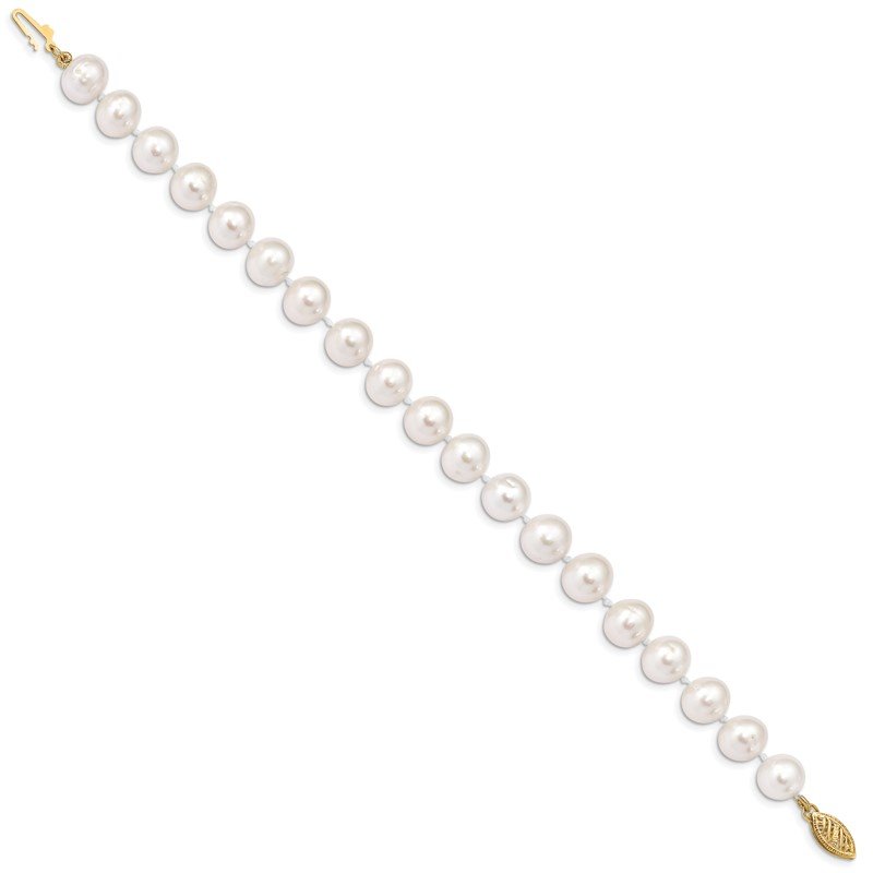 14k 9-10mm White Near-Round Freshwater Cultured Pearl 16 inch Necklace