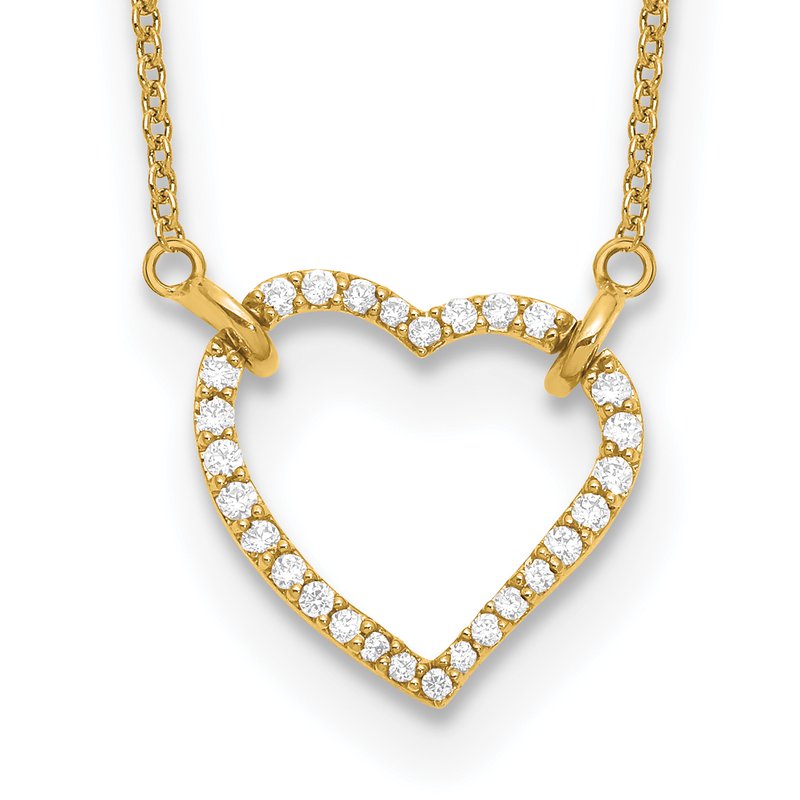 14k Rose Gold Polished 1/5 carat Diamond Heart 18 inch Necklace