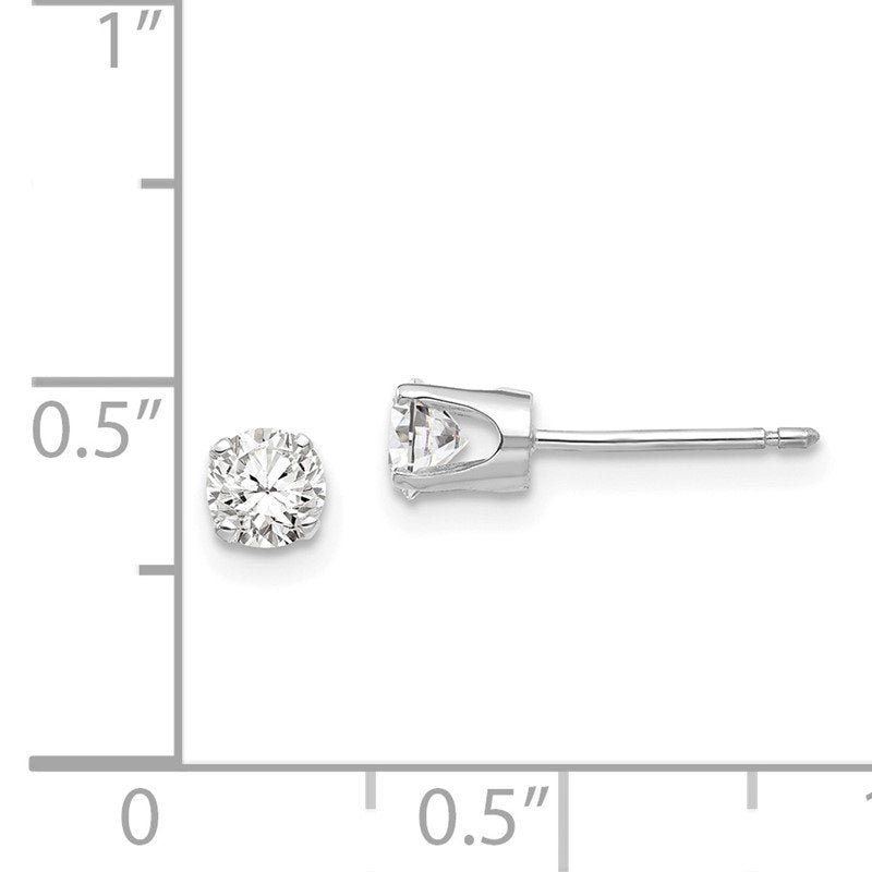 14k White Gold 4mm Round CZ Stud Earrings