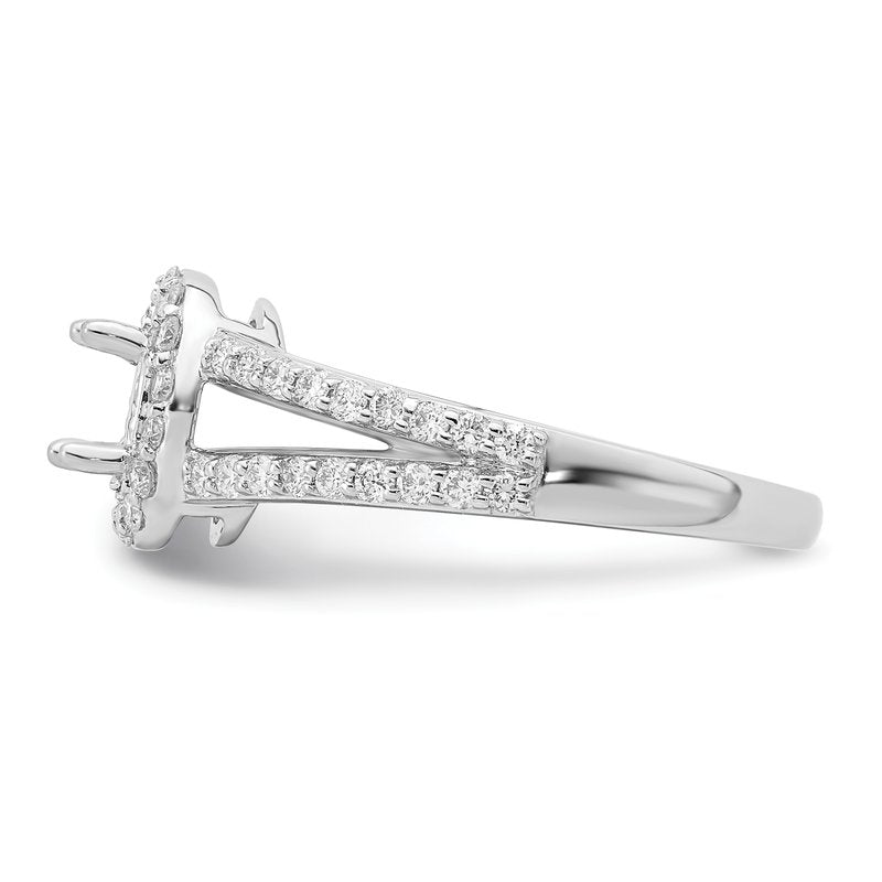 14K White Gold 1/2 carat Lab Grown Diamond VS/SI  D E F  Semi Mount Oval Halo Engagement Ring