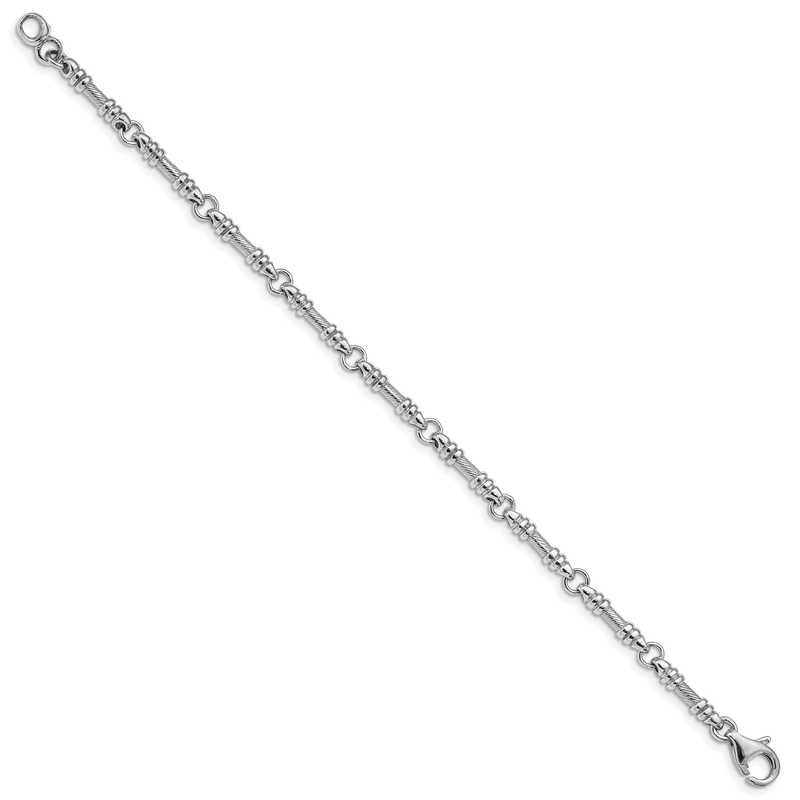 14K White Gold 18 inch 3.5mm Hand Polished and Textured Fancy Link with Fancy Lobster Clasp Chain
