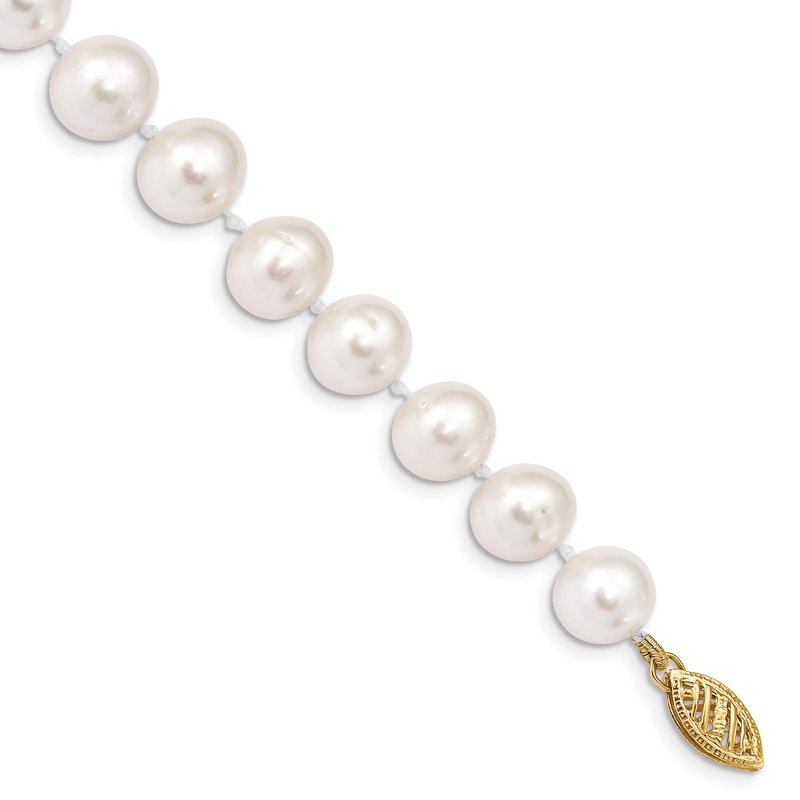14k 9-10mm White Near-Round Freshwater Cultured Pearl 16 inch Necklace