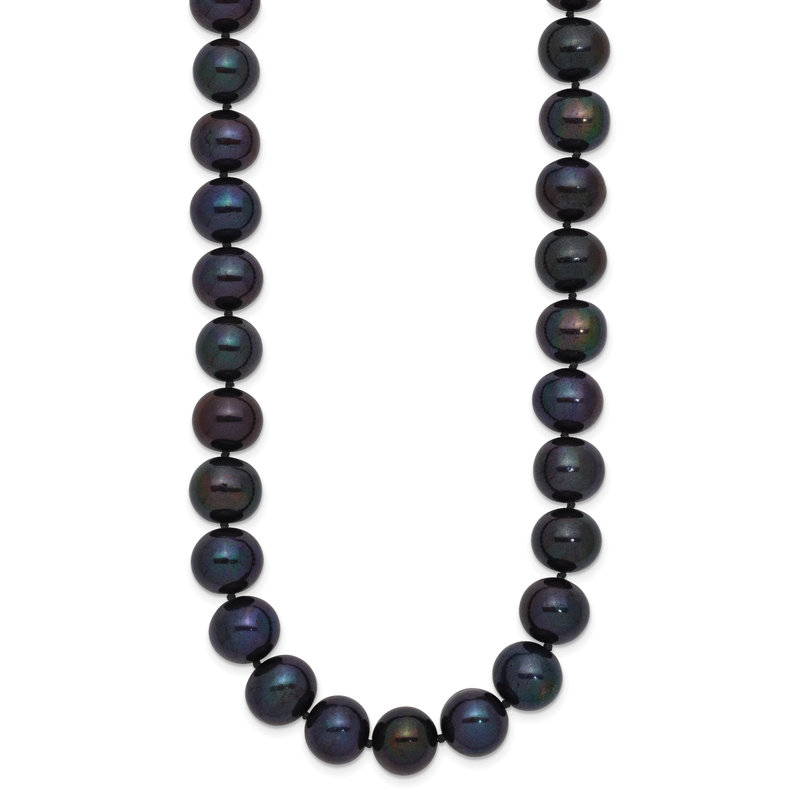 14k White Gold 10-11mm Black Near-Round Freshwater Cultured Pearl 18 inch Necklace