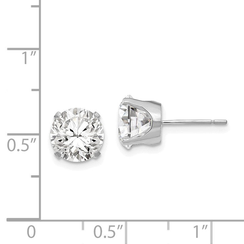 14k White Gold 8mm Round CZ Stud Earrings