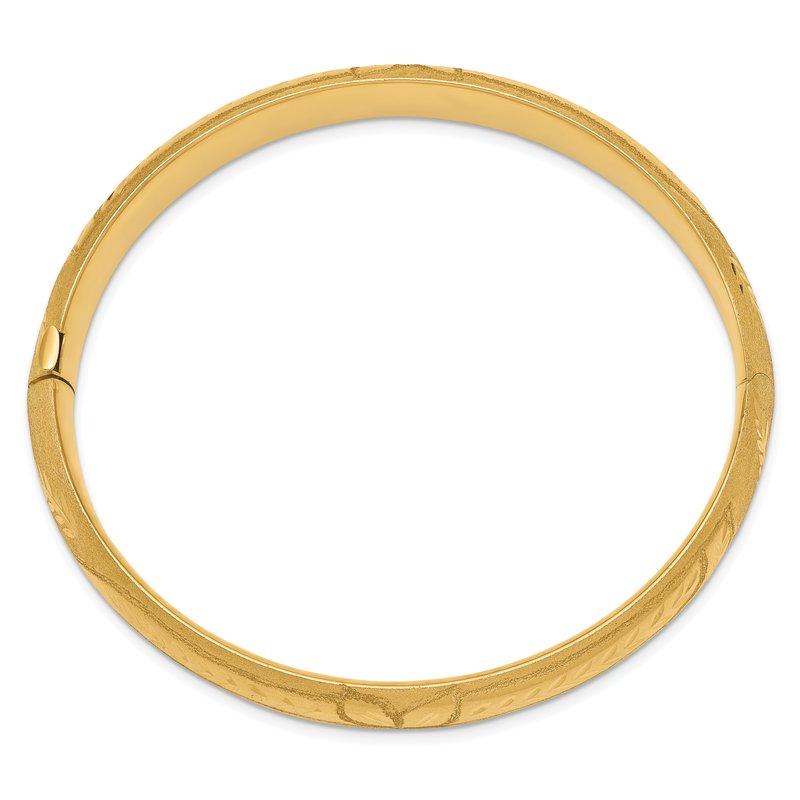 14k 7/16 Florentine Engraved 10.00mm Hinged Round Bangle Bracelet