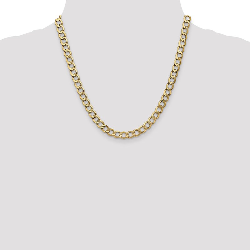 14K 7mm Semi-Solid Curb Link Chain