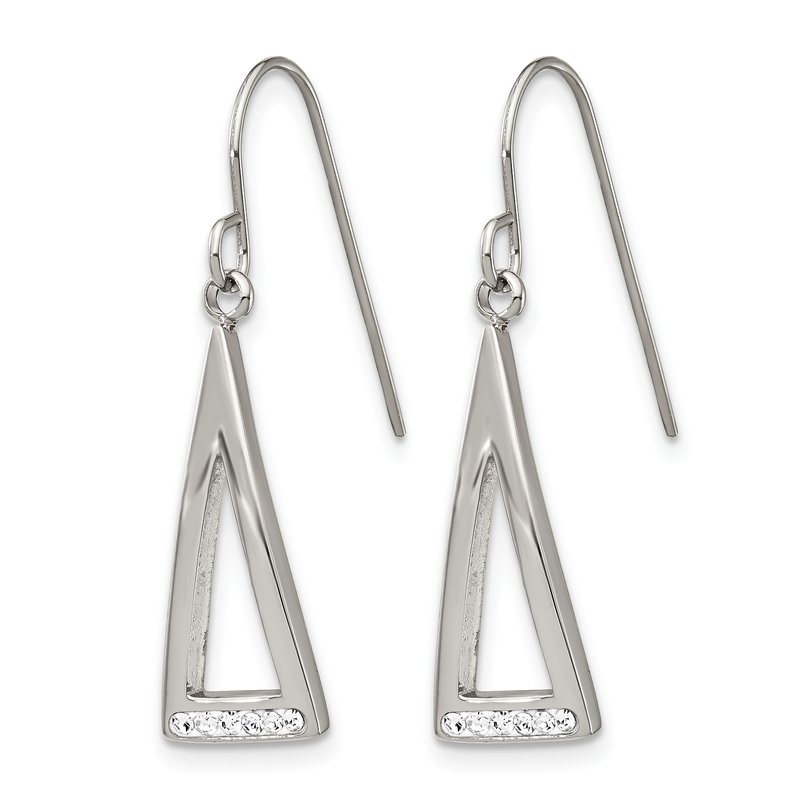 Stainless Steel Polished with Preciosa Crystal Dangle Shepherd Hook Earrings