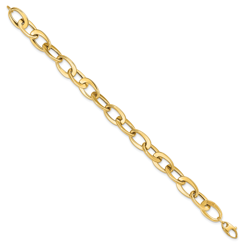 14k Polished 9.7mm Fancy Cable Link 8 inch Bracelet