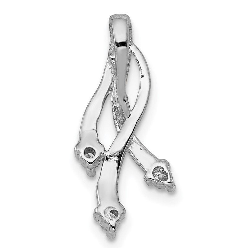 14k White Gold Complete 3-1.6mm AA Diamond Twisted Chain Slide