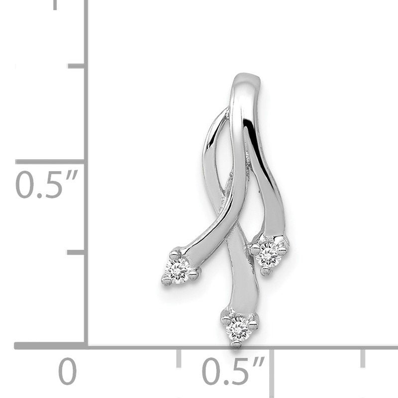14k White Gold Complete 3-1.6mm AA Diamond Twisted Chain Slide