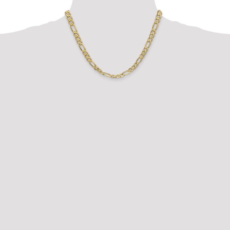 14K 26 inch 6.25mm Flat Figaro with Lobster Clasp Chain