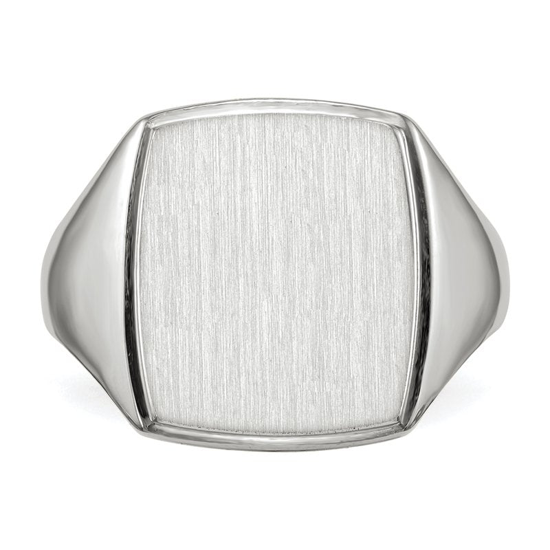 14k White Gold 13.0x15.0mm Closed Back Mens Signet Ring