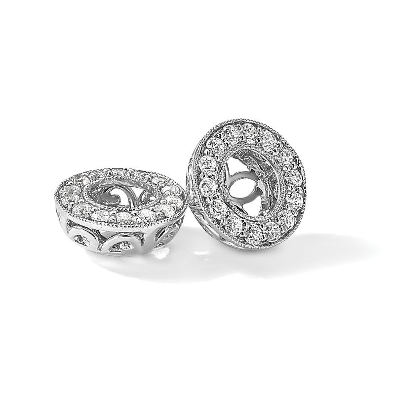 14K White Gold 1 carat Lab Grown Diamond VS+ F+ for 6-6.5mm Studs Complete Earring Jackets