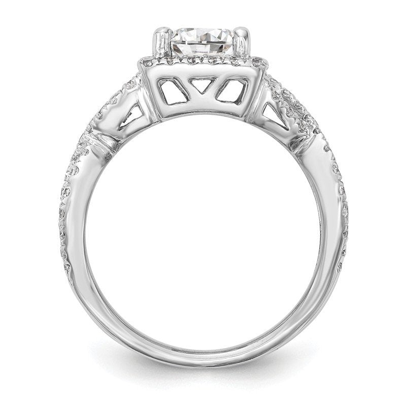 14K White Gold 1/2 carat Lab Grown Diamond VS/SI  D E F  Semi Mount Princess Halo Engagement Ring