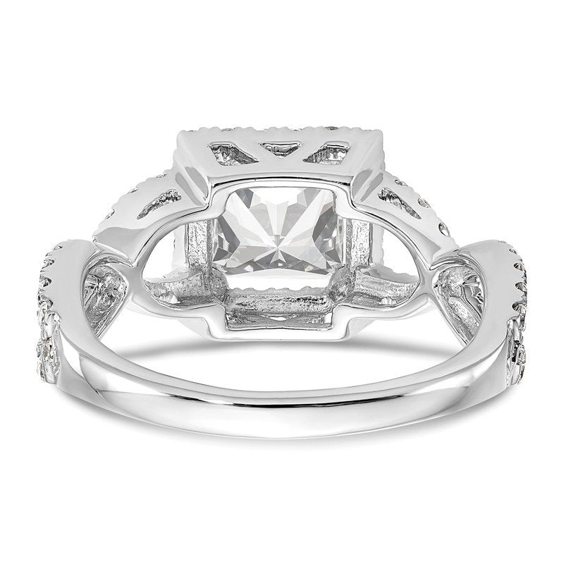 14K White Gold 1/2 carat Lab Grown Diamond VS/SI  D E F  Semi Mount Princess Halo Engagement Ring