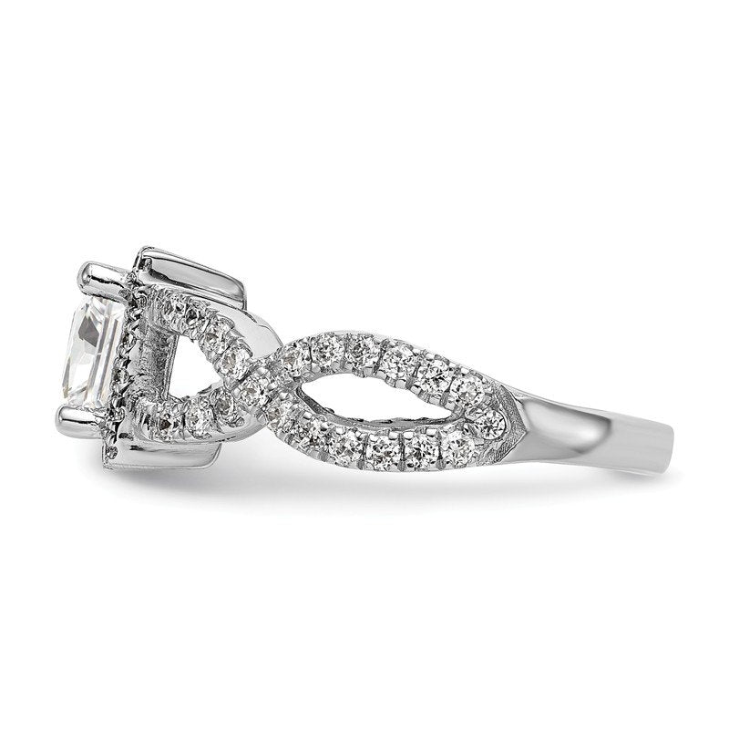 14K White Gold 1/2 carat Lab Grown Diamond VS/SI  D E F  Semi Mount Princess Halo Engagement Ring