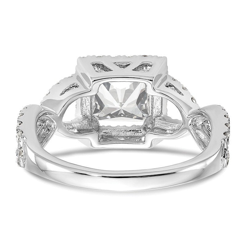 14K White Gold 1/2 carat Lab Grown Diamond VS/SI  D E F  Semi Mount Princess Halo Engagement Ring