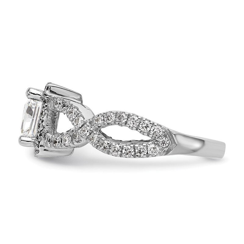 14K White Gold 1/2 carat Lab Grown Diamond VS/SI  D E F  Semi Mount Princess Halo Engagement Ring