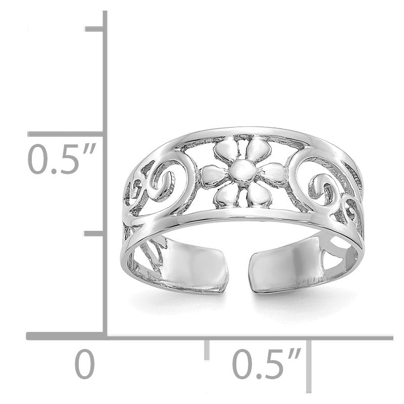 14k White Gold Floral Toe Ring