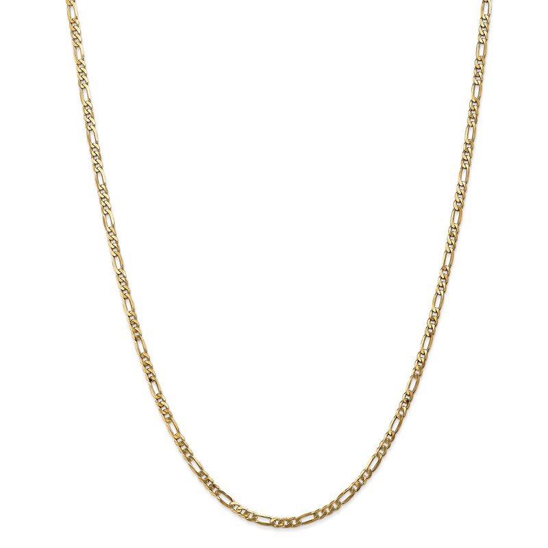 14K 26 inch 3mm Flat Figaro with Lobster Clasp Chain