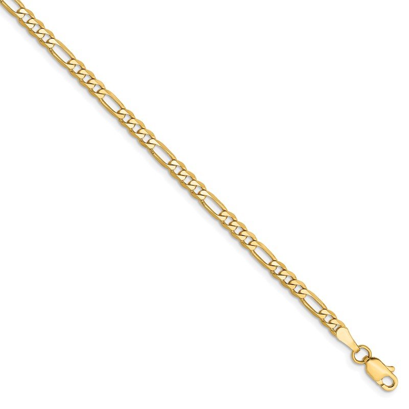 14K 26 inch 3mm Flat Figaro with Lobster Clasp Chain