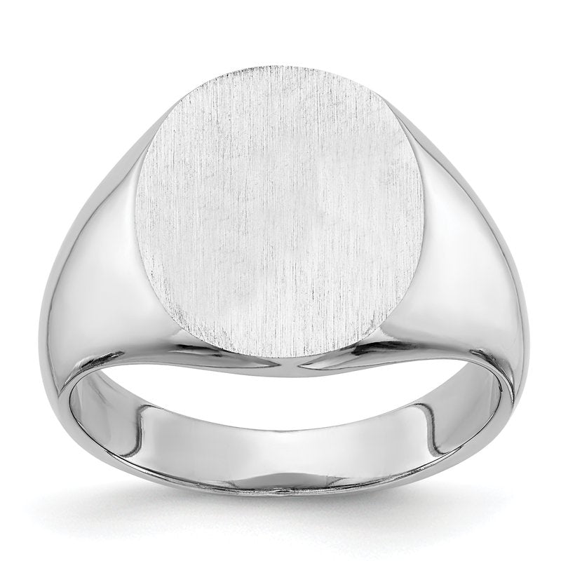 14k White Gold 13.5x14.0mm Closed Back Signet Ring