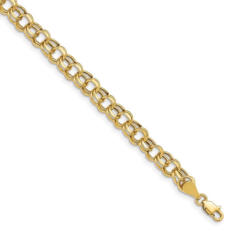 14k 6.25mm Hollow Double Link 7 inch Charm Bracelet