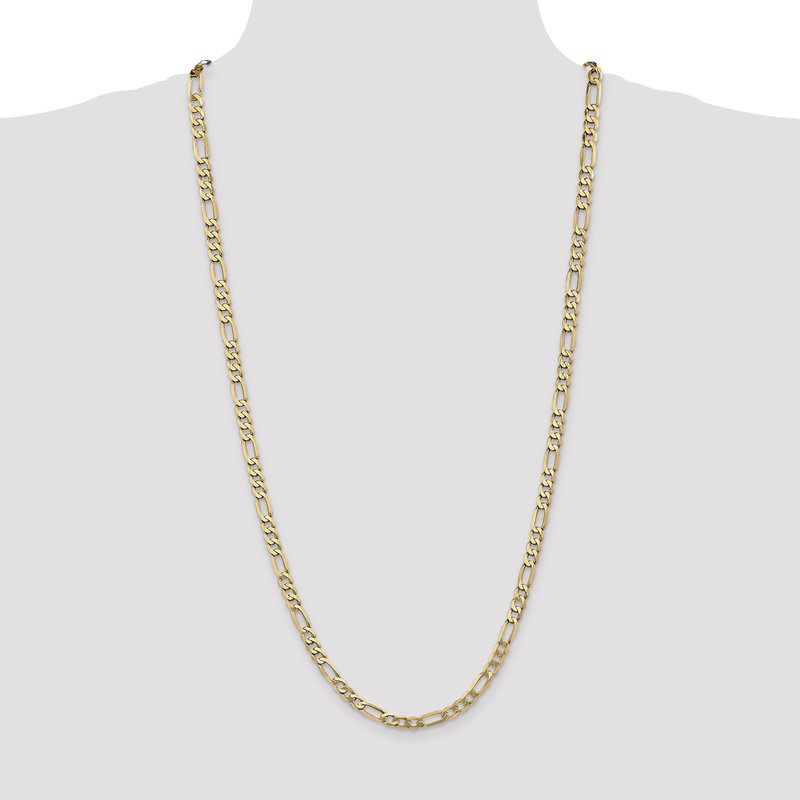 14K 26 inch 5.25mm Flat Figaro with Lobster Clasp Chain