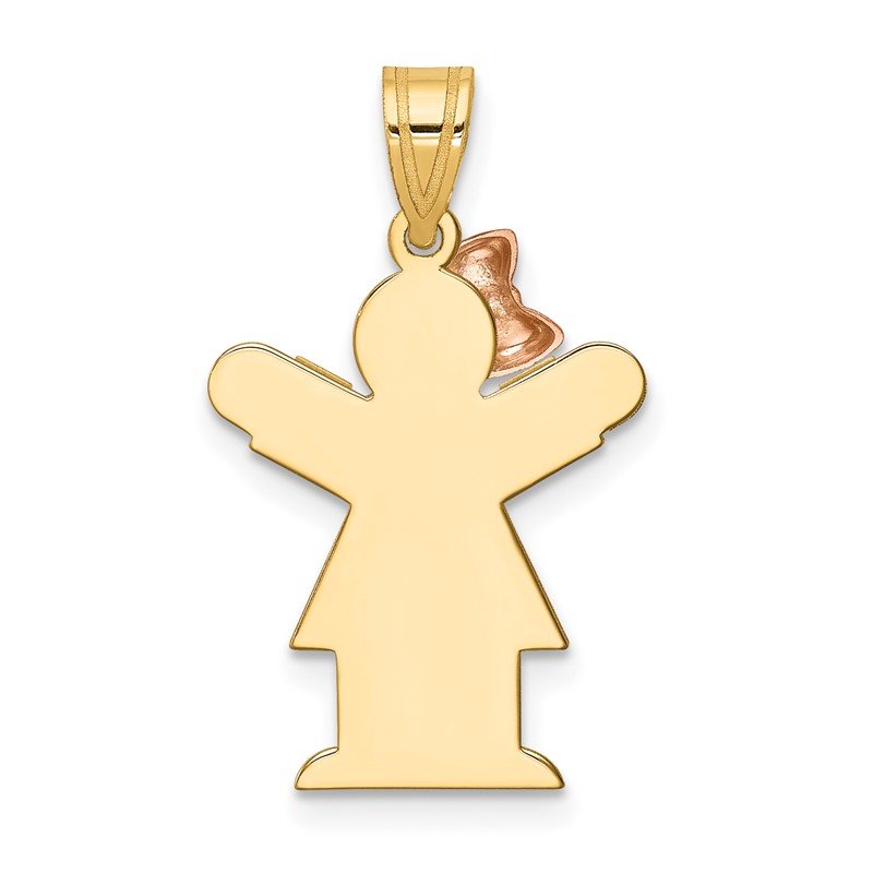 14k Two-tone The Kids Small Girl with Bow on Left Engravable Love Charm