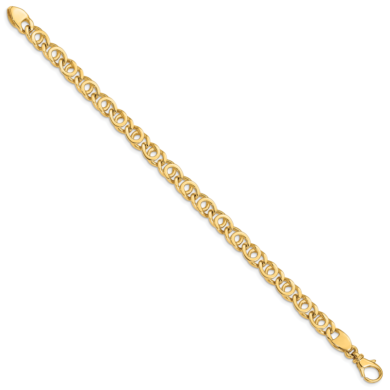 14K 18 inch 7mm Hand Polished Fancy Link with Fancy Lobster Clasp Chain