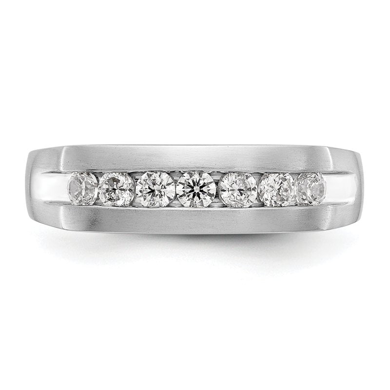 14K White Gold Men's 1/2 carat Lab Grown Diamond VS+ F+ Complete Channel Band