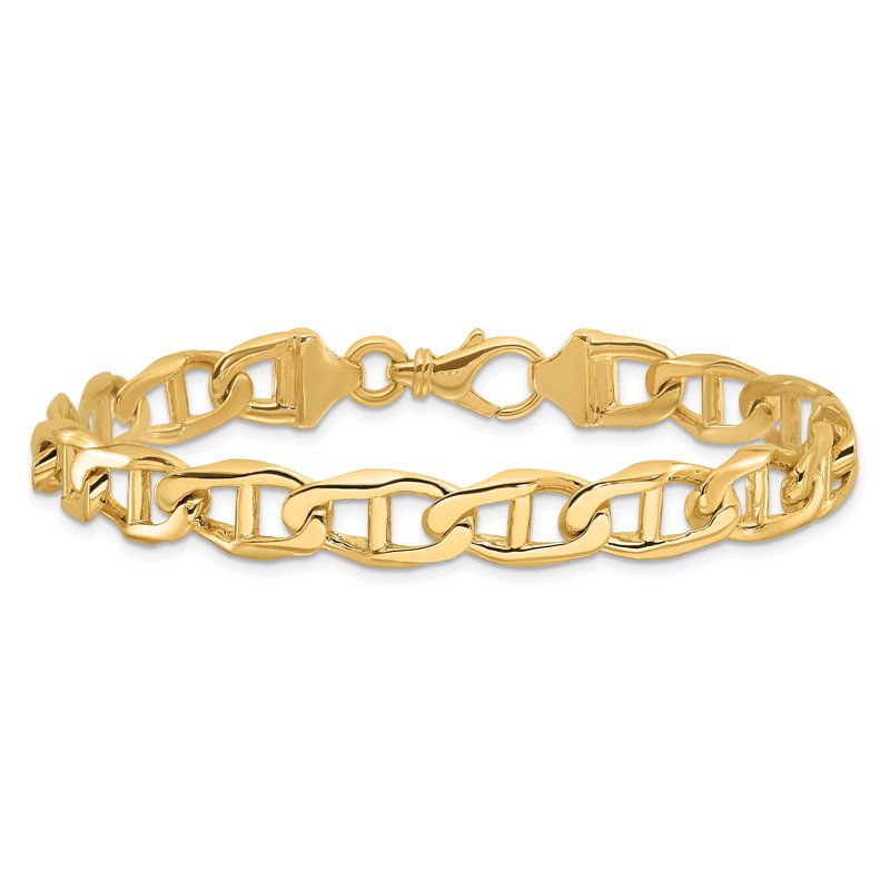 14K 20 inch 9mm Hand Polished Fancy Anchor Link with Fancy Lobster Clasp Chain