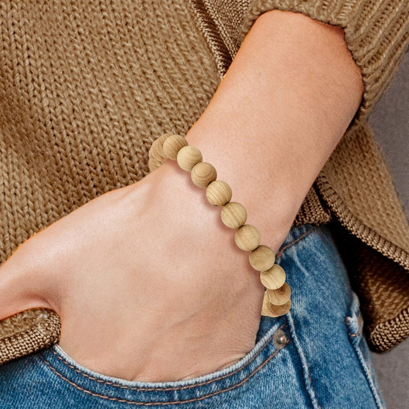 8mm Cypress Wood Beaded Stretch Bracelet
