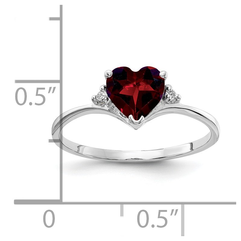 14k White Gold 6mm Heart Garnet AAA Diamond ring