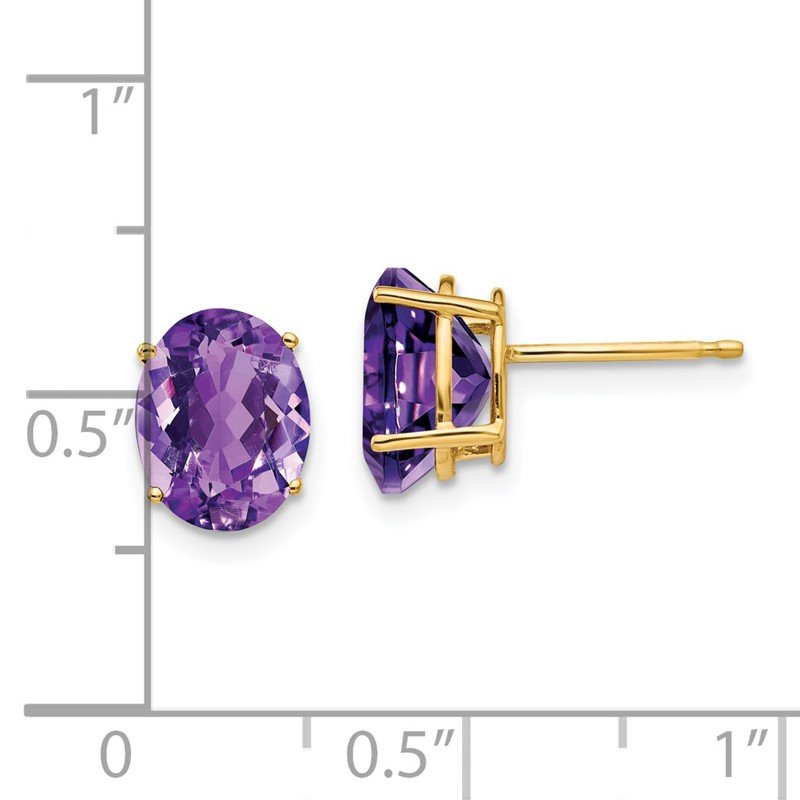 14k 9x7mm Oval Amethyst Post Earrings