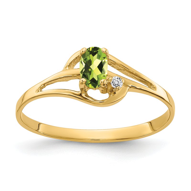 14k 5x3mm Oval Peridot VS Diamond ring