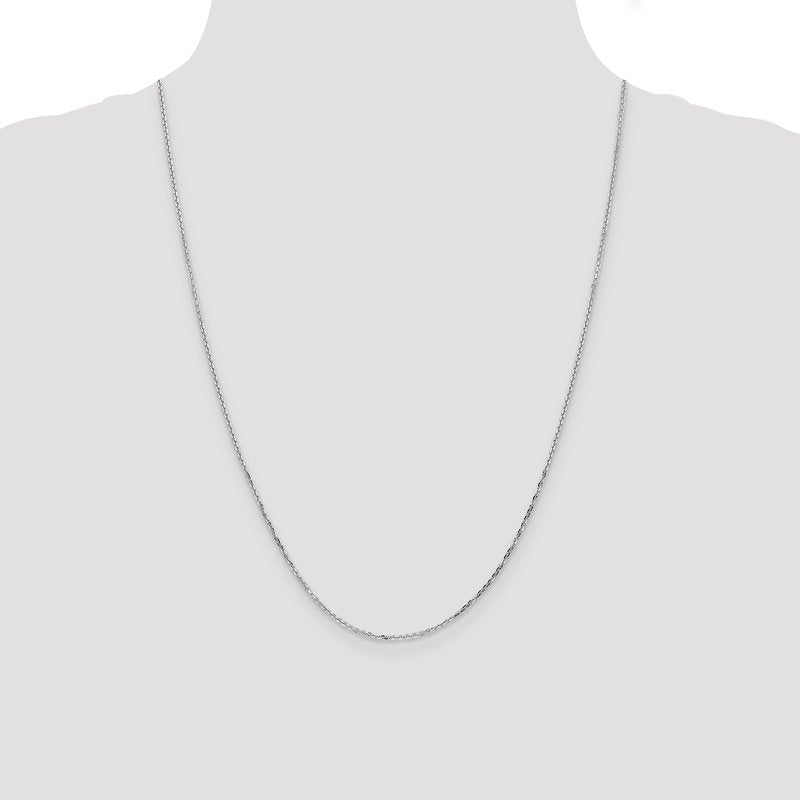 14K White Gold 26 inch 1.4mm Diamond-cut Round Open Link Cable with Lobster Clasp Chain