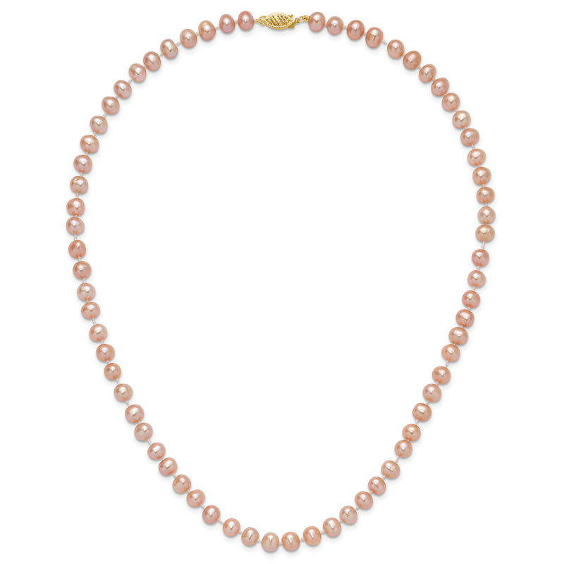 14k 6-7mm Pink Near-Round Freshwater Cultured Pearl 16 inch Necklace