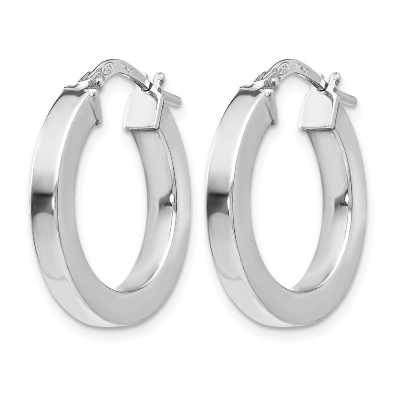 Sterling Silver RH-plated Polished Hoop Earrings
