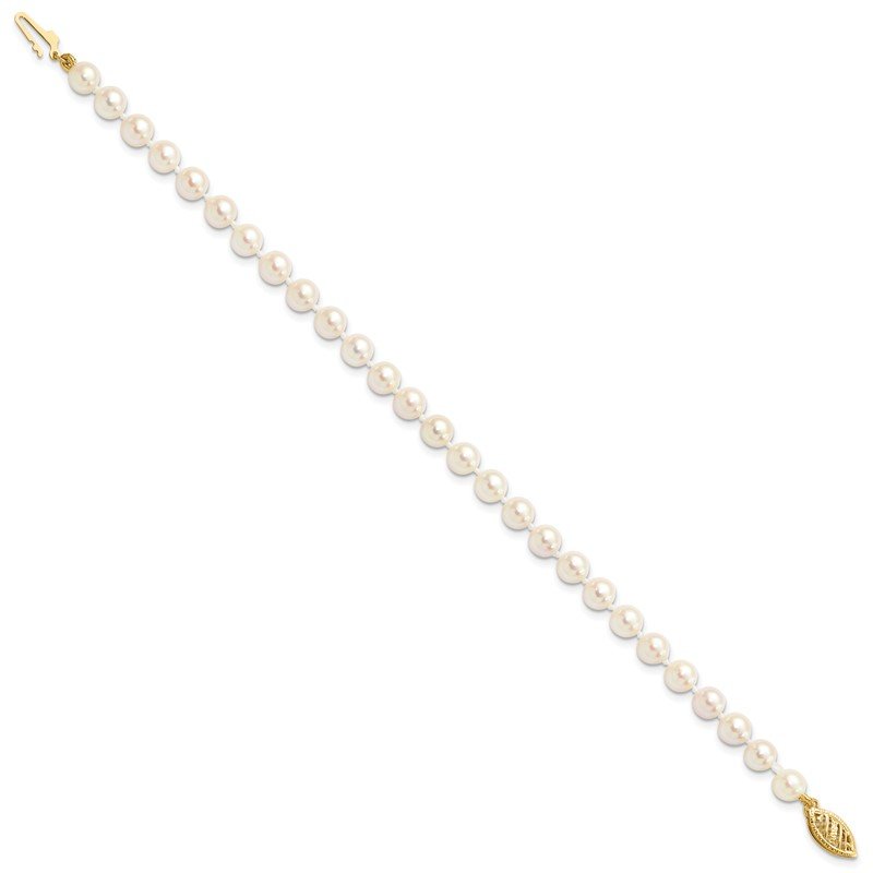 14k 5-6mm White Round Akoya Saltwater Cultured Pearl 16 inch Necklace