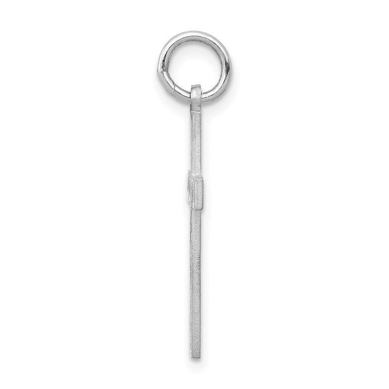 14K White Gold Laser Designed Floral Cross Charm