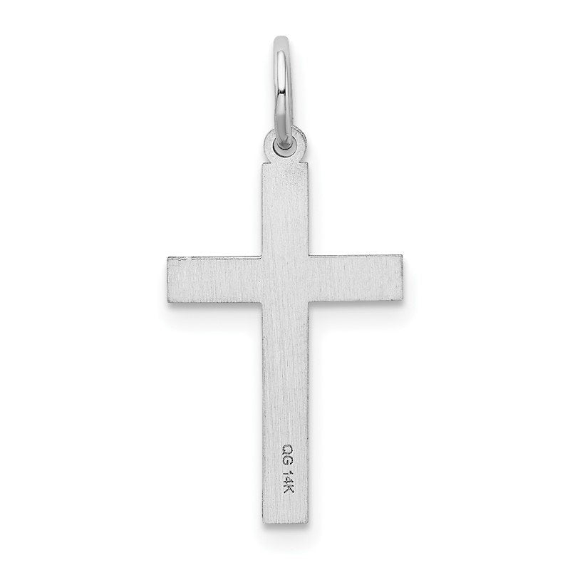 14K White Gold Laser Designed Floral Cross Charm
