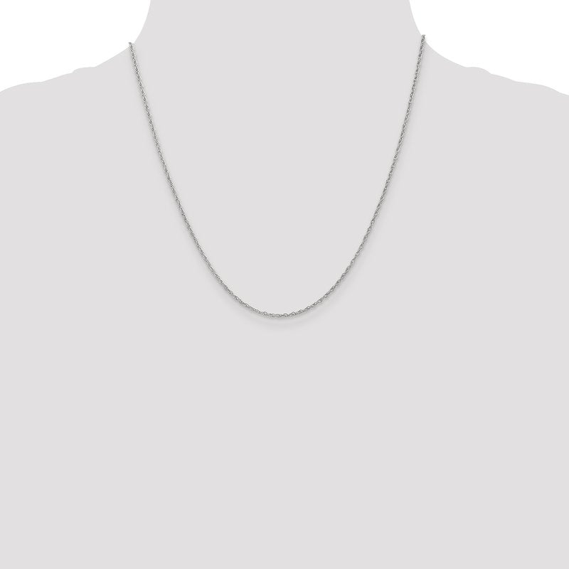 14K White Gold 14 inch 1.3mm Heavy Baby Rope with Lobster Clasp Chain