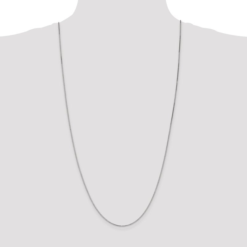 14K White Gold 14 inch 1.1mm Box with Lobster Clasp Chain