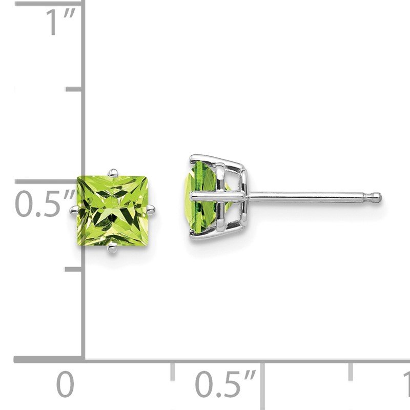 14k White Gold 5mm Square Step-Cut Peridot Post Earrings